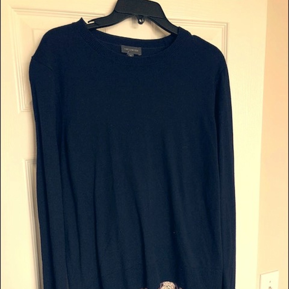 Size XL NWT Navy Blue Mixed Media Sweater